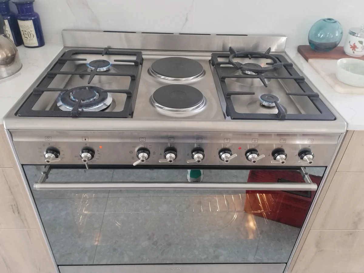 Dtappliance repairs and services technician servicing a stove